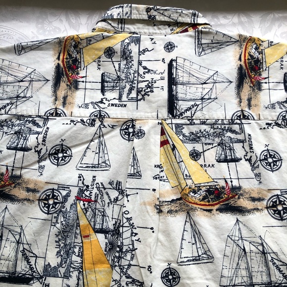 Puritan Casual Button-Down Shirt Men’s Size 3XL Short Sleeves Sailing Boats - Picture 11 of 13